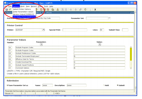 Printer selection screen