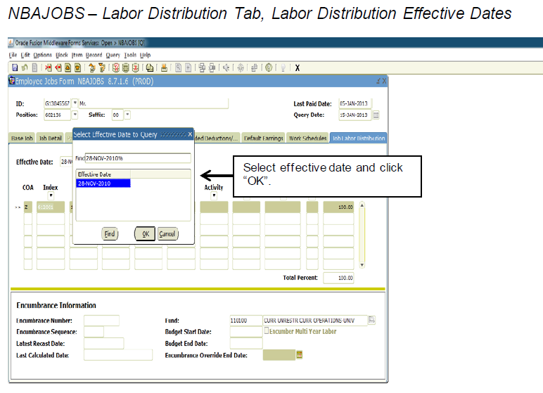 Selecting effective date to query