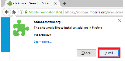 Install Firefox add-on screenshot