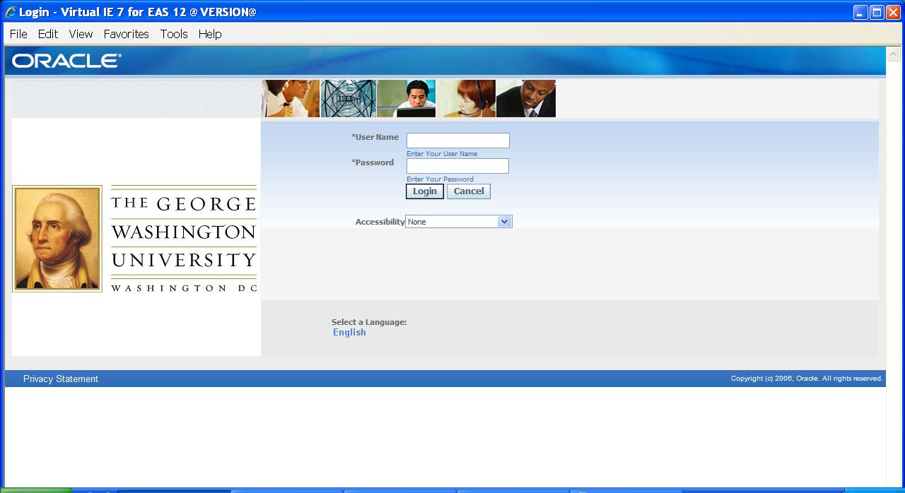 image of EAS logon screen