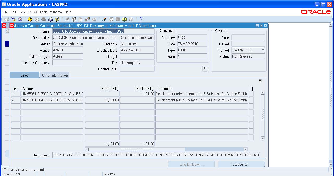 image of review journal screen in EAS