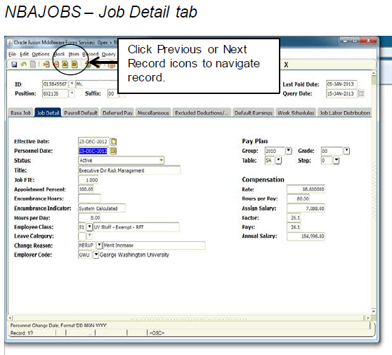 Job Detail tab