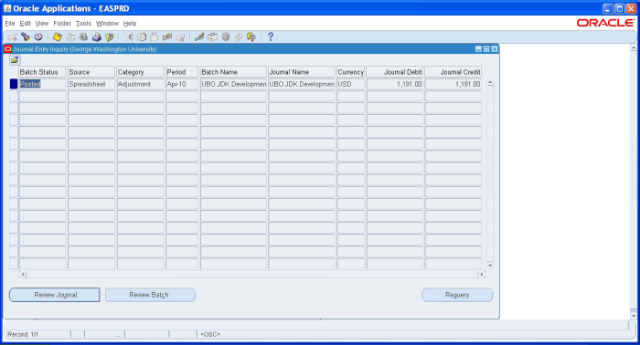 image of query results screen in EAS